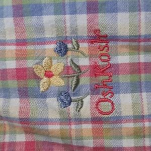 OshKosh Vintage Plaid Jumper Dress embroidered floral fall summer cute layering